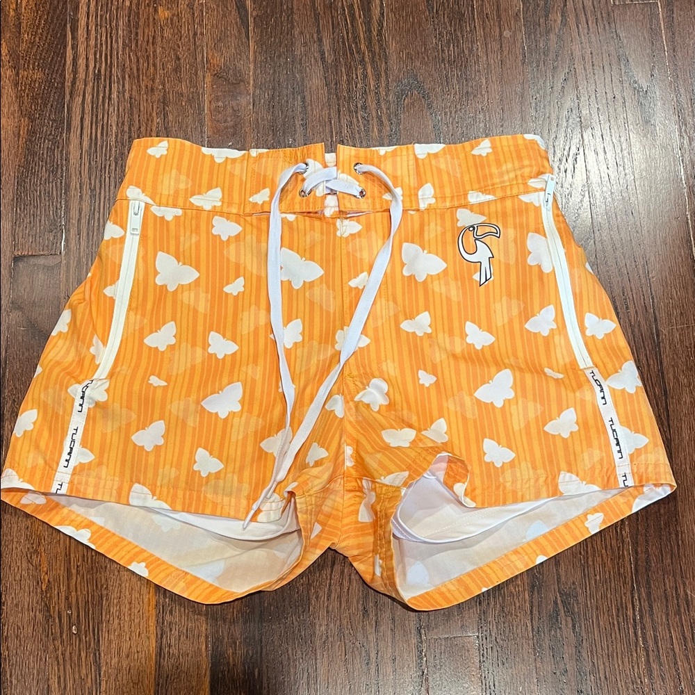 Toucann Orange Butterfly Print Swim Shorts